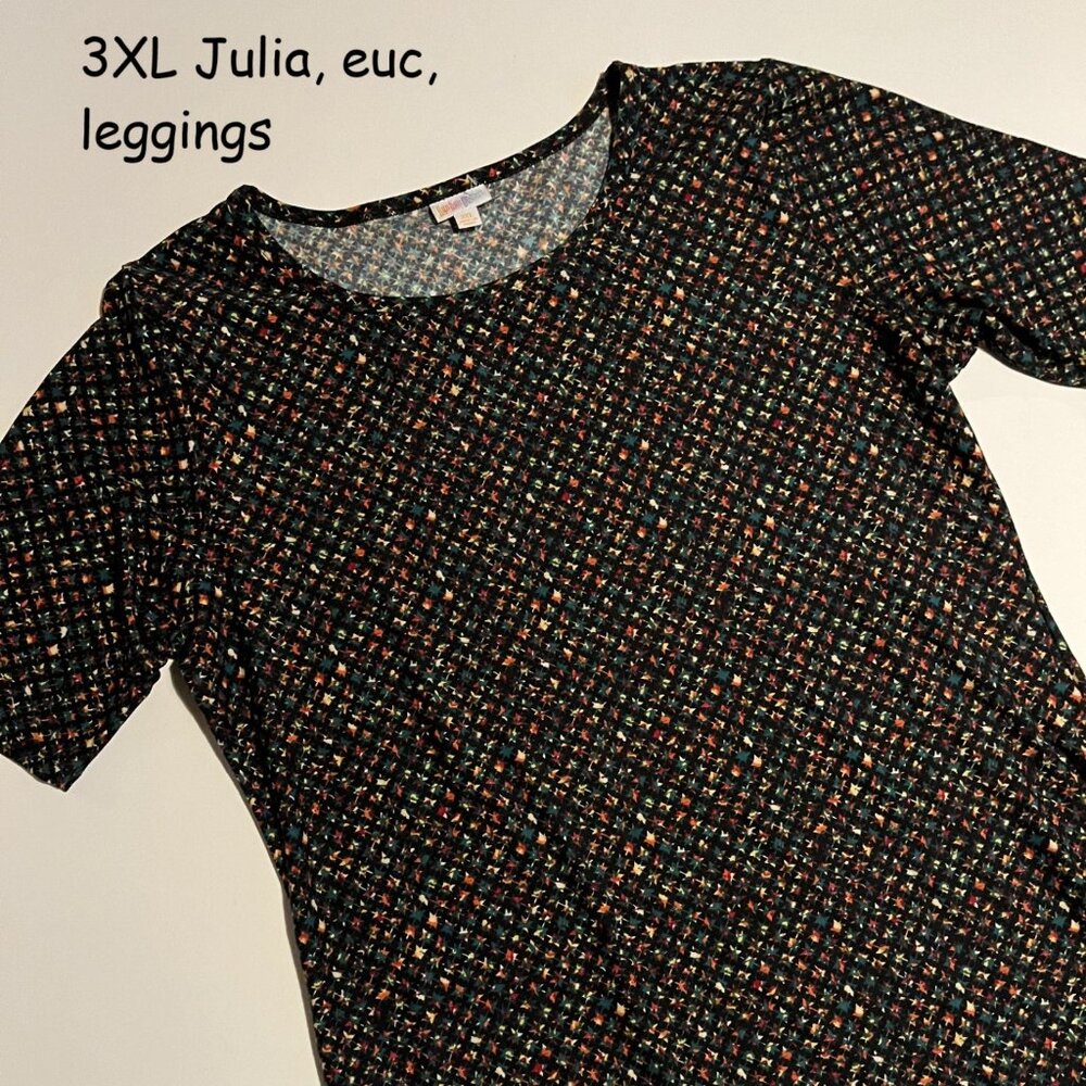 3XL Lularoe Julia sheath dress, black with small starbursts, leggings fabric